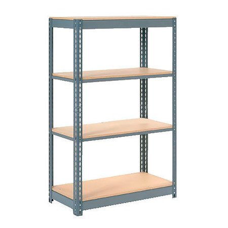GLOBAL INDUSTRIAL Extra Heavy Duty Shelving 36W x 18D x 60H With 4 Shelves, Wood Deck, Gry B2297304